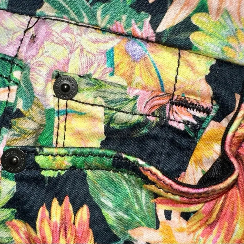 7 For All Mankind Floral Gwenevere Skinny Jeans Size 25